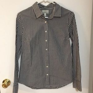 J. Crew Navy Gingham Perfect Stretch Button Down